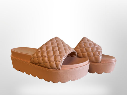 Quilted Platform Slide Sandal